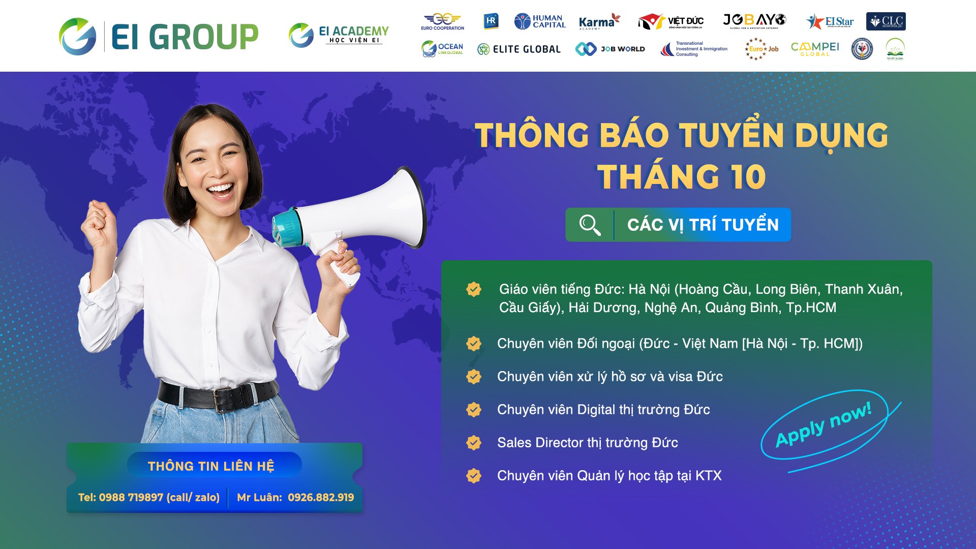 BẢN TIN TUYỂN DỤNG THÁNG 10 - CÙNG EI GROUP XÂY DỰNG TƯƠNG LAI