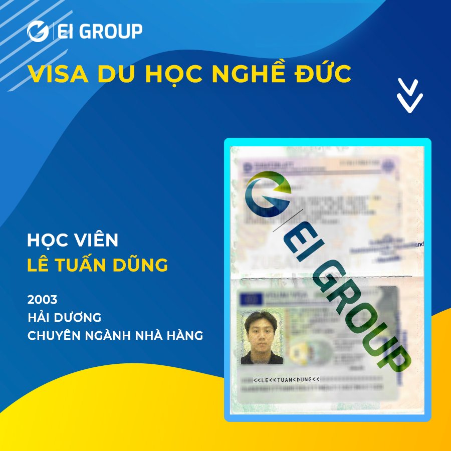 VISA DU HỌC NGHỀ ĐỨC HỌC VIÊN LÊ TUẤN DŨNG NGÀNH NHÀ HÀNG