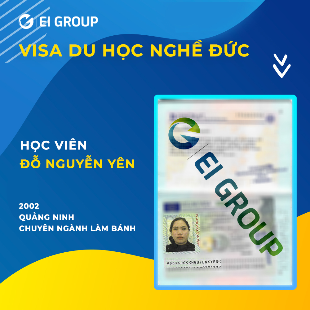 Visa du học nghề Đức của học viên Đỗ Nguyễn Yên ngành Làm bánh