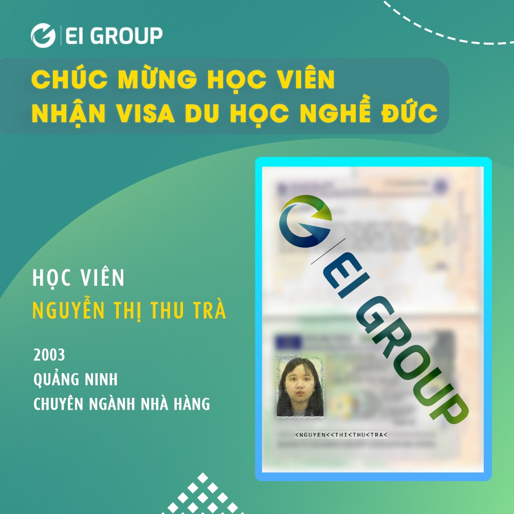 Visa du hoc nghề Đức của học viên Nguyễn Thị Thu Trà ngành Nhà hàng