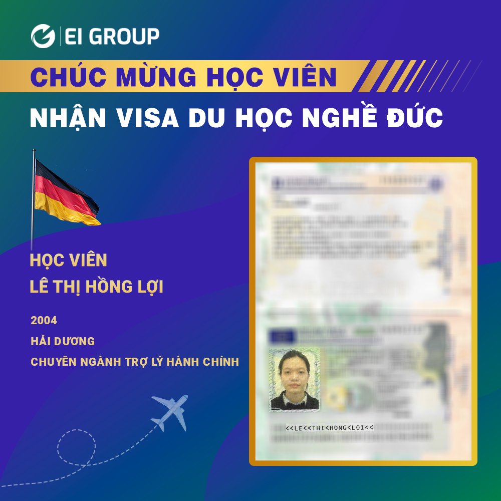 Visa du học nghề Đức của học viên Lê Thị Hồng Lợi ngành trợ lý hành chính