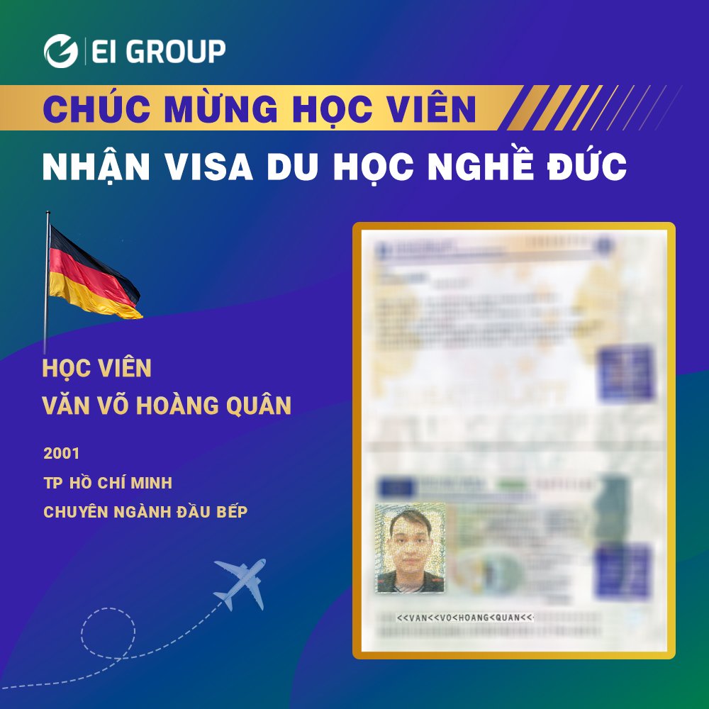 Visa du học nghề Đức của học viên Văn Võ Hoàng Quân ngành đầu bếp