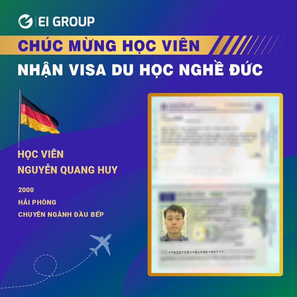 Visa du học nghề Đức của học viên Nguyễn Quang Huy ngành đầu bếp