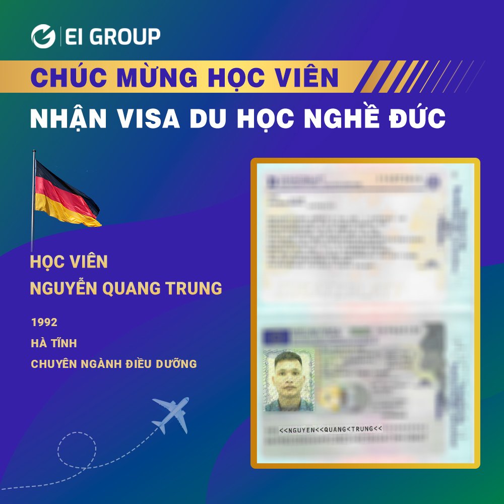 VISA DU HỌC NGHỀ ĐỨC CỦA HỌC VIÊN NGUYỄN QUANG TRUNG NGÀNH ĐIỀU DƯỠNG
