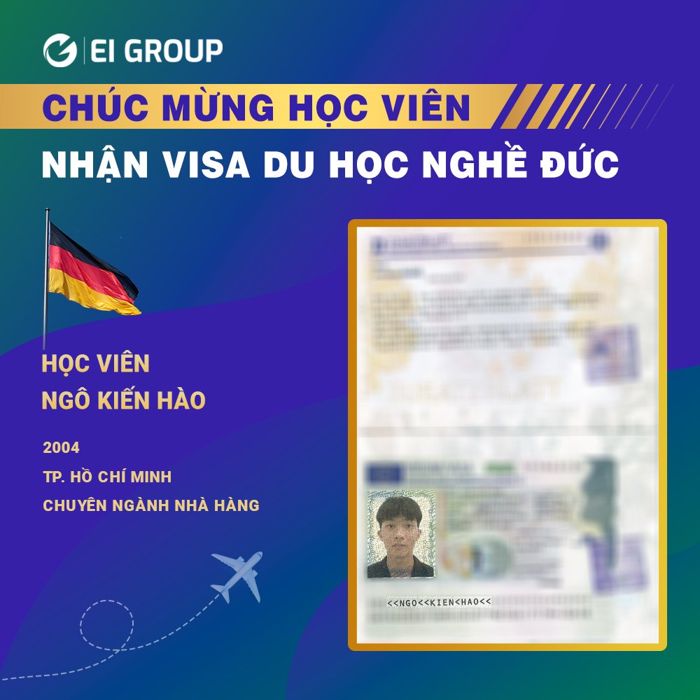 VISA DU HỌC NGHỀ ĐỨC CỦA HỌC VIÊN NGÔ KIẾN HÀO NGÀNH NHÀ HÀNG