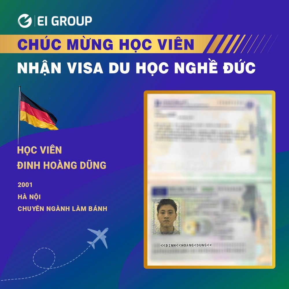 VISA DU HỌC NGHỀ ĐỨC CỦA HỌC VIÊN ĐINH HOÀNG DŨNG NGÀNH LÀM BÁNH