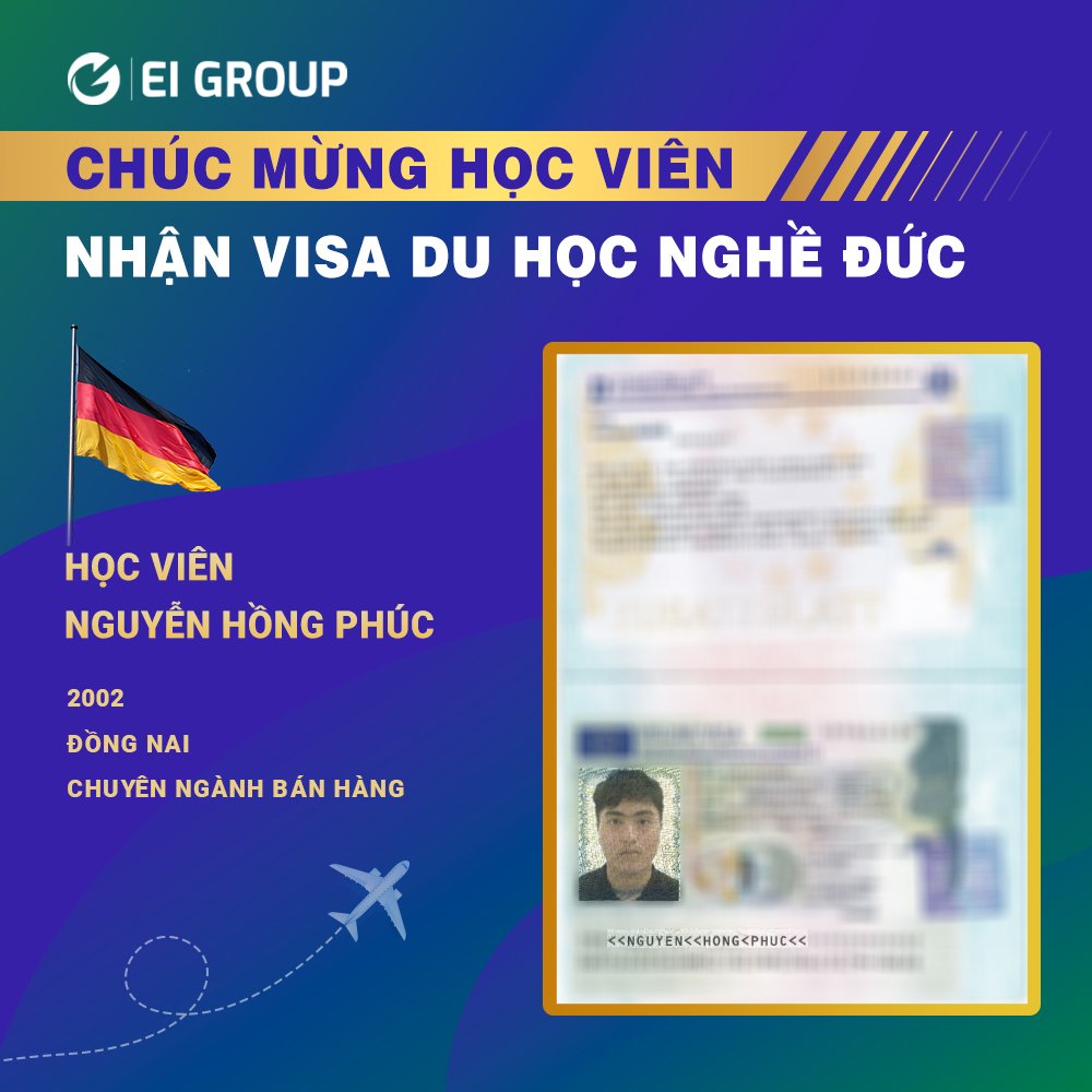 VISA DU HỌC NGHỀ ĐỨC CỦA HỌC VIÊN NGUYỄN HỒNG PHÚC NGÀNH BÁN HÀNG