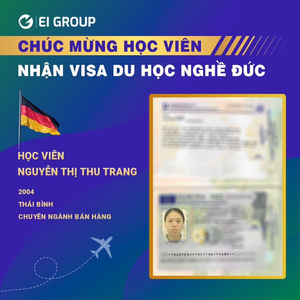 VISA DU HỌC NGHỀ ĐỨC CỦA HỌC VIÊN NGUYỄN THỊ THU TRANG NGÀNH BÁN HÀNG