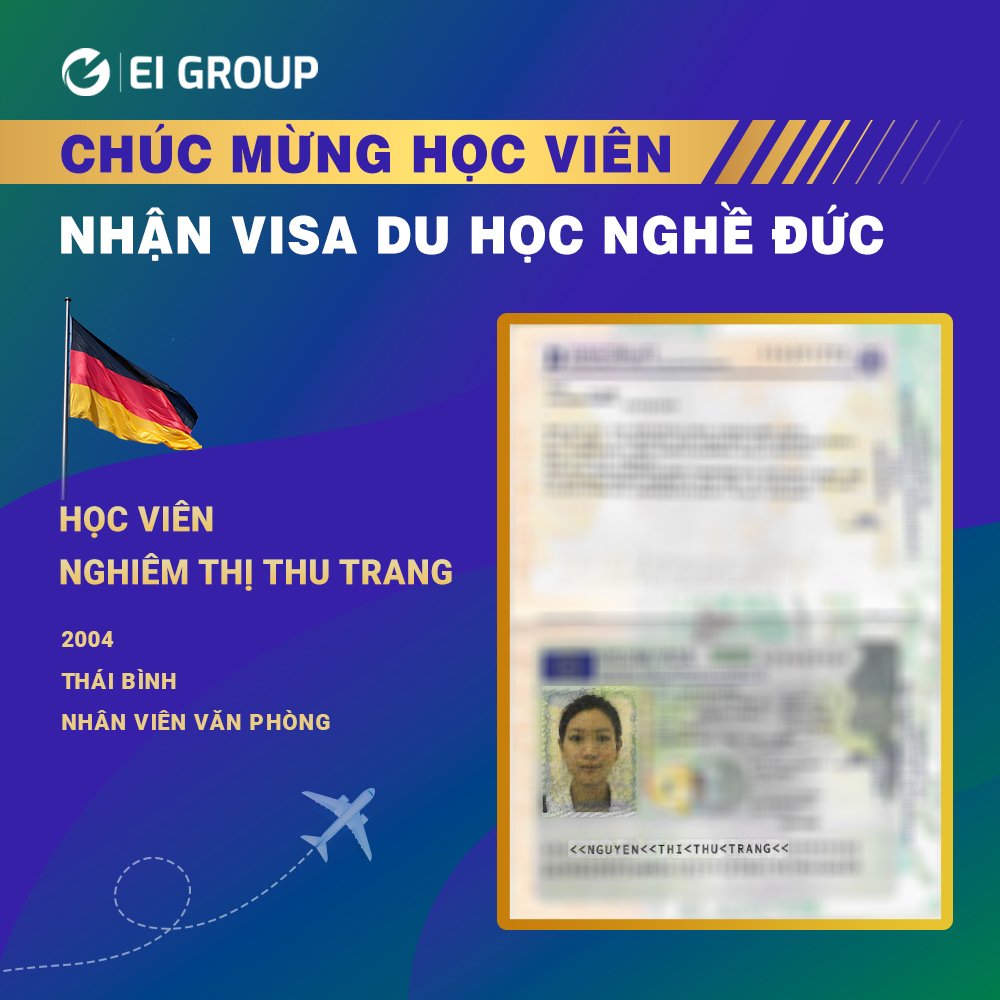 VISA DU HỌC NGHỀ ĐỨC CỦA HỌC VIÊN NGHIÊM THỊ THU TRANG NGÀNH NHÂN VIÊN VĂN PHÒNG