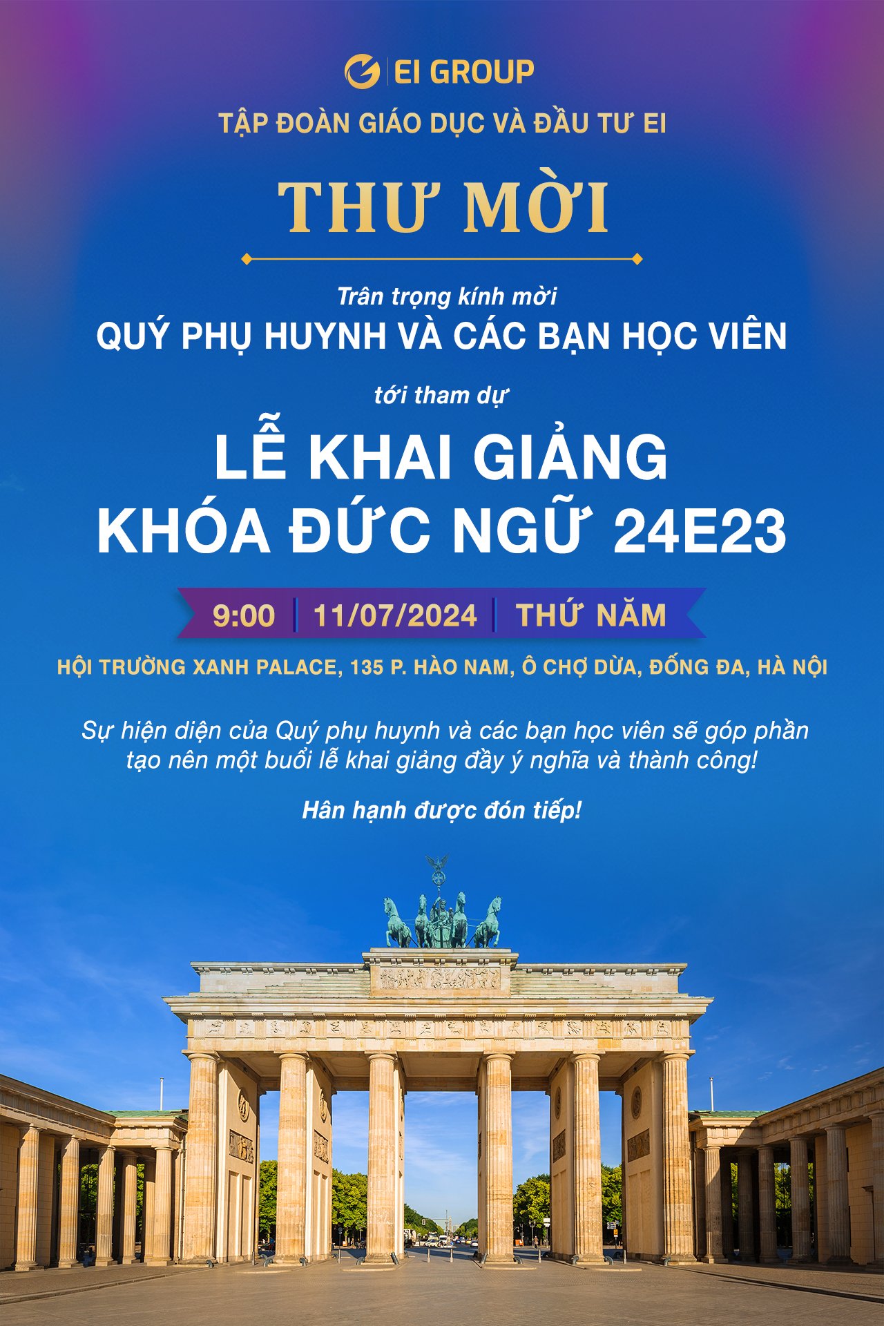 Thư mời tham dự Khai Giảng Khóa Đức Ngữ 24E23